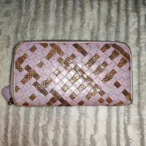 Bottega Veneta Lavender Python Intrecciaro Woven Wallet